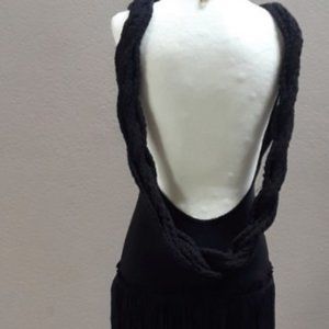 L.A.M.B Low back black midi dress NWT